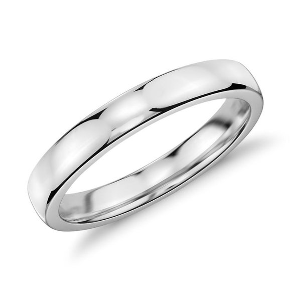 Low Dome Comfort Fit Wedding Ring 14k White Gold - Picture 1 of 6